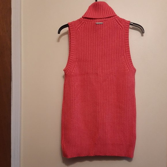 Michael Michael Kors Cotton Blend Sleeveless Turtleneck Sweater In Camila Rose - Picture 9 of 11